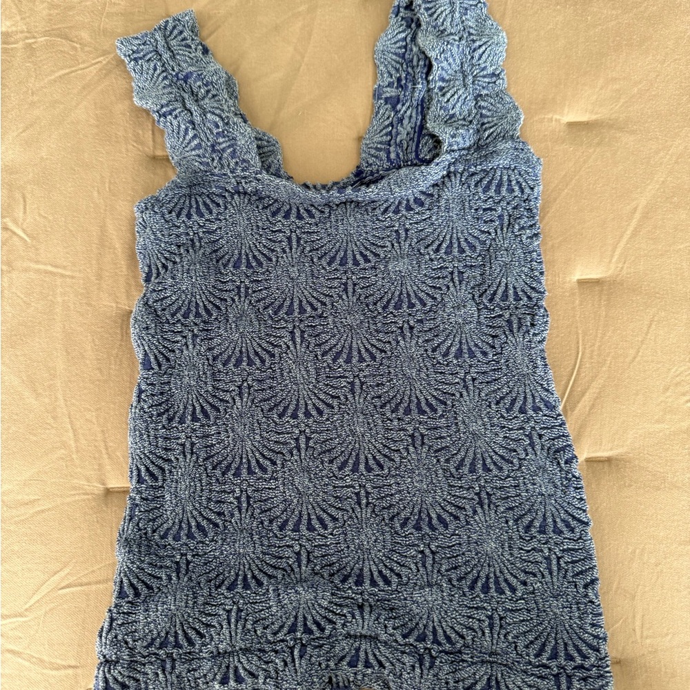 FP Movement by Free People Blue Textured Tank Top